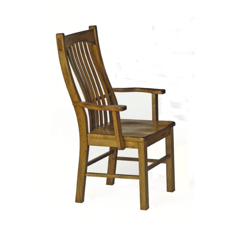 A-America - Laurelhurst Slatback Arm Chair in Contoured Solid Wood Seat in Rustic Oak Finish (Set of 2) - LAURO2762