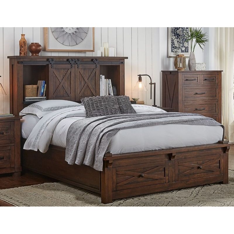 A-America - Sun Valley King Storage Bed with Integrated Bench, Rustic Timber Finish - SUVRT5131