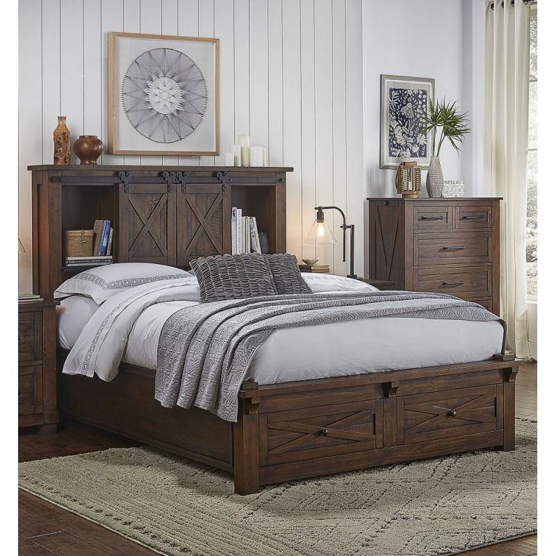 A-America - Sun Valley Queen Storage Bed with Integrated Bench, Rustic Timber Finish - SUVRT5031