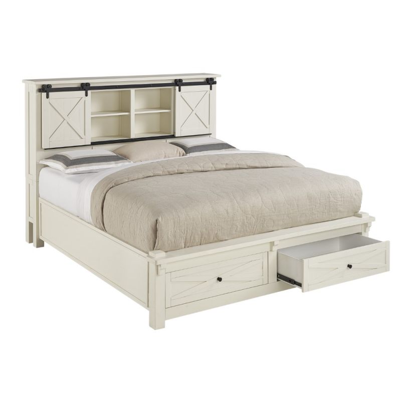 A-America - Sun Valley Queen Storage Bed with Integrated Bench, White Finish - SUVWT5031