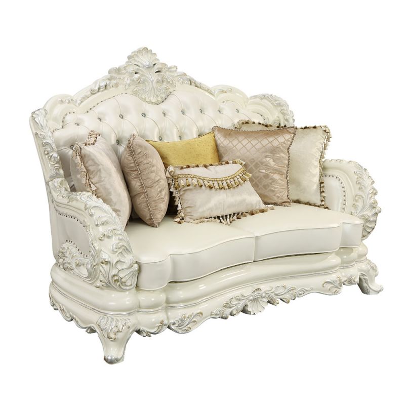 ACME Furniture - Adara Loveseat w/5 Pillows - Antique White - LV01225