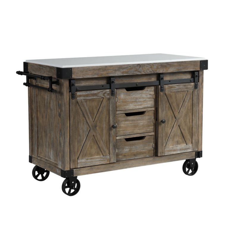 ACME Furniture - Alforvott Kitchen Island - Marble Top & Weathered Gray - AC00185