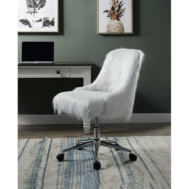 ACME Furniture - Arundell II Office Chair - White Faux Fur & Chrome - OF00122