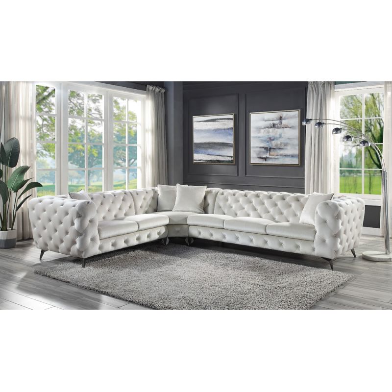 ACME Furniture - Atronia Sectional Sofa w/4 Pillows - Beige - LV01160