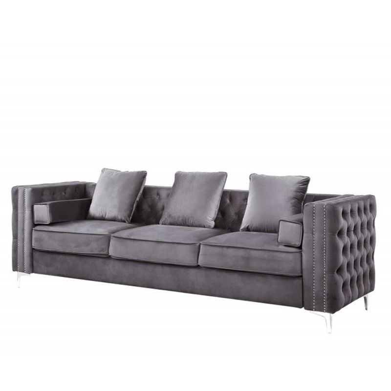 ACME Furniture - Bovasis Sofa w/5 Pillows - Gray Velvet - LV00368