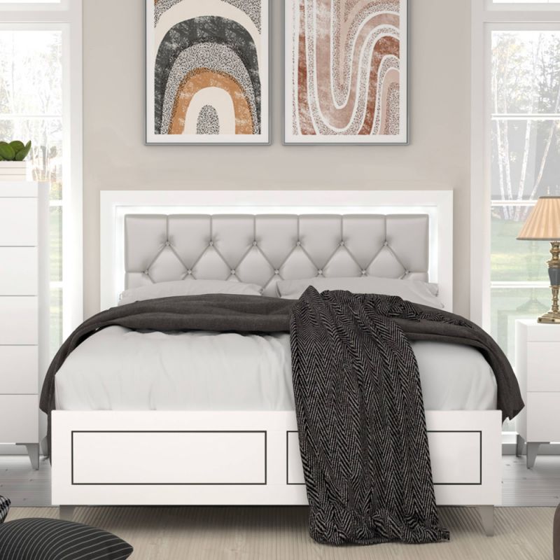 ACME Furniture - Casilda Eastern King Bed w/LED - Gray & White - BD00806EK