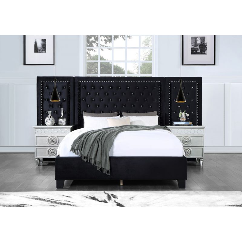 ACME Furniture - Damazy Queen Bed - Black Velvet - BD00975Q