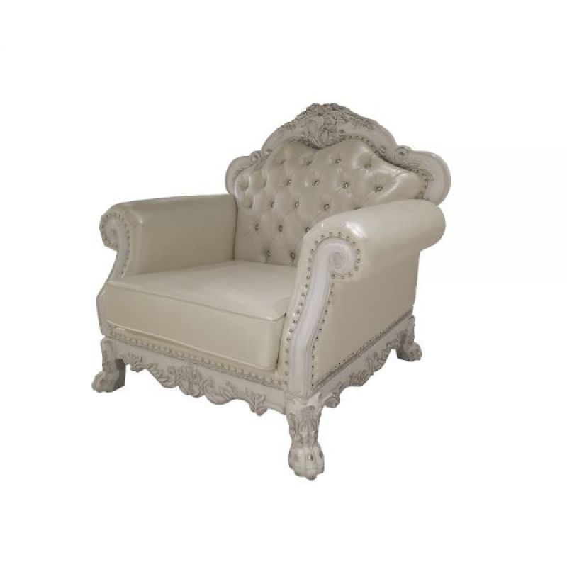 ACME Furniture - Dresden Chair w/2 Pillows - Synthetic Leather & Bone White - LV01690