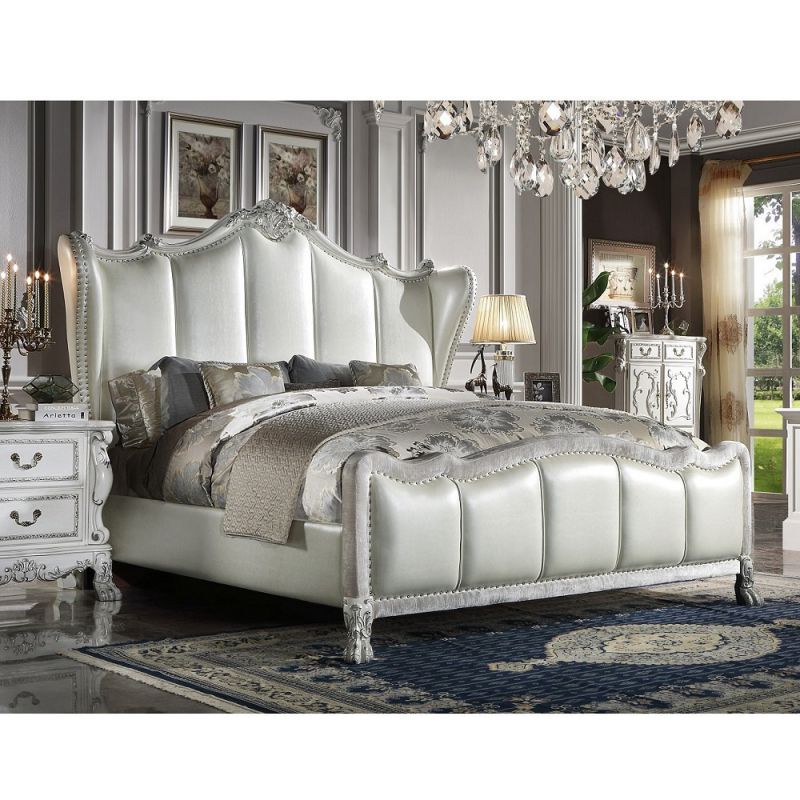 ACME Furniture - Dresden II California King Bed - Synthetic Leather & Bone White - BD01672CK