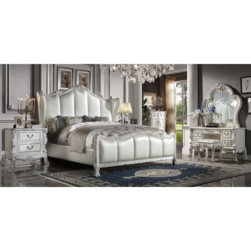 ACME Furniture - Dresden II Queen Bed - Synthetic Leather & Bone White - BD01674Q