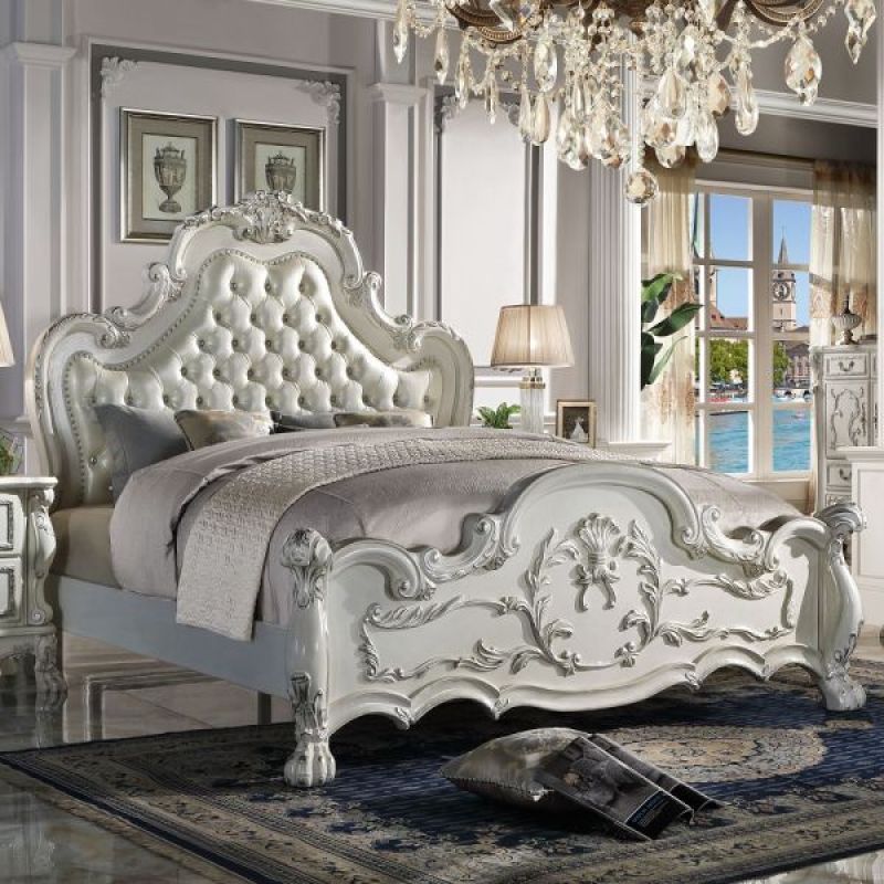 ACME Furniture - Dresden Queen Bed - Synthetic Leather & Bone White - BD01682Q