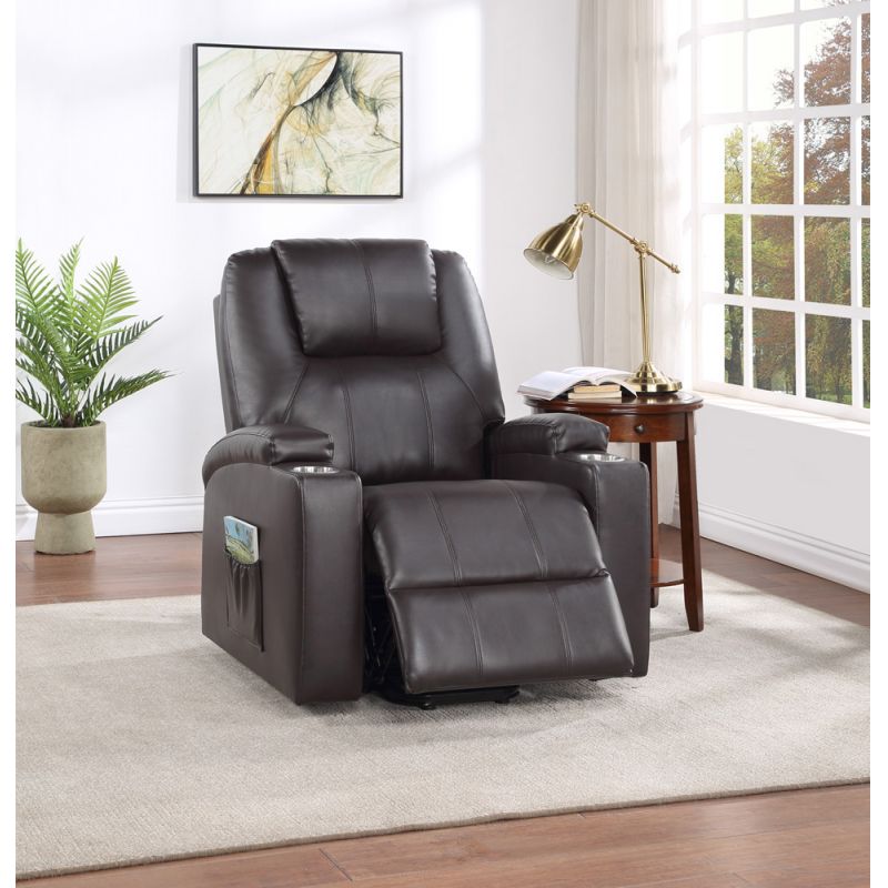 ACME Furniture - Evander Recliner w/Power Lift - Brown Leather Aire - LV02181