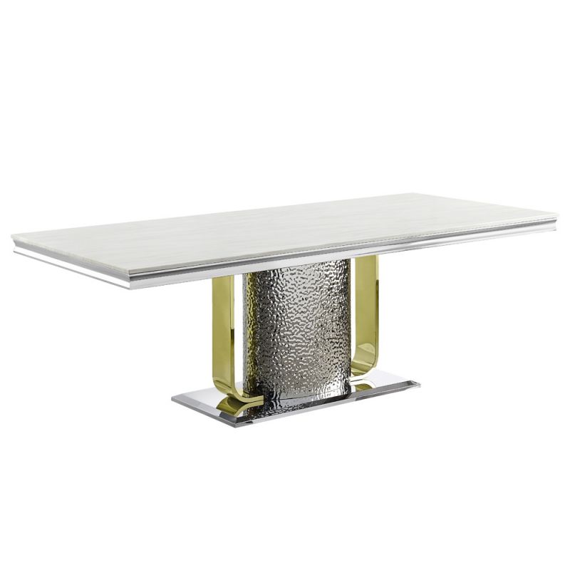 ACME Furniture - Fadri Dining Table - Engineering Marble - Mirrored Silver & Gold - DN01952