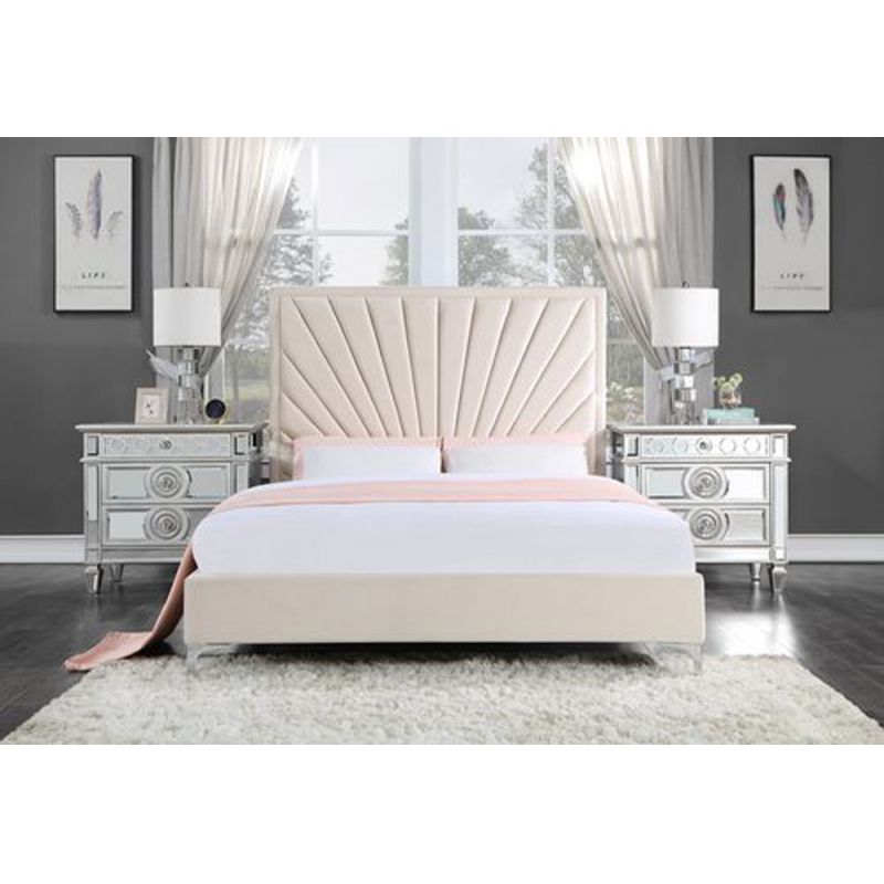 ACME Furniture - Faiz Eastern King Bed - Beige Velvet - BD00956EK