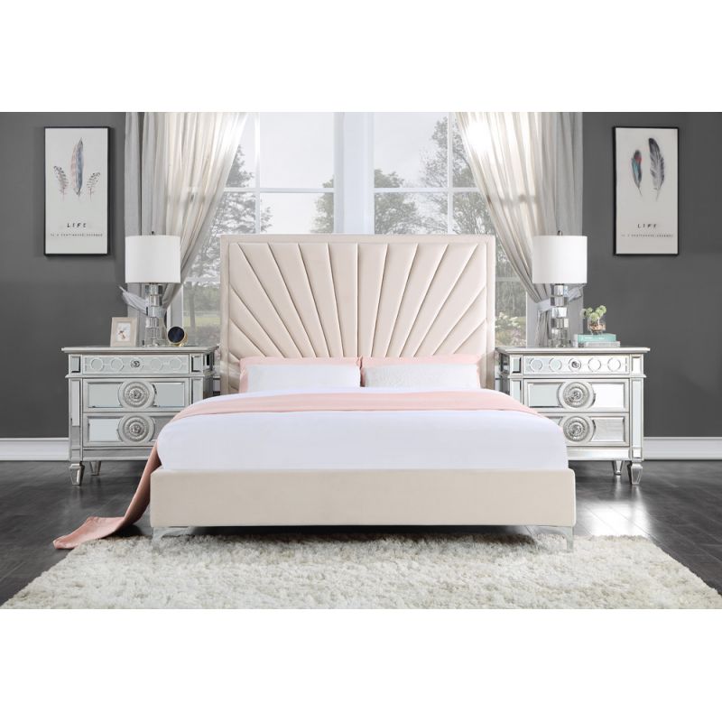 ACME Furniture - Faiz Queen Bed - Beige Velvet - BD00957Q
