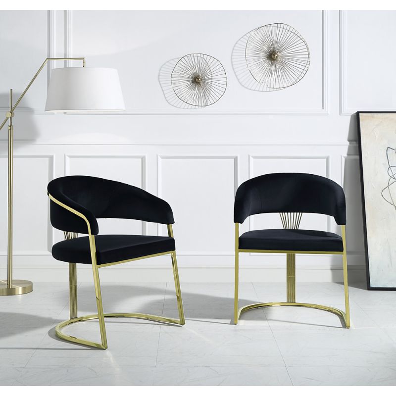 ACME Furniture - Fallon Side Chair - Black Velvet & Mirrored Gold - DN01954