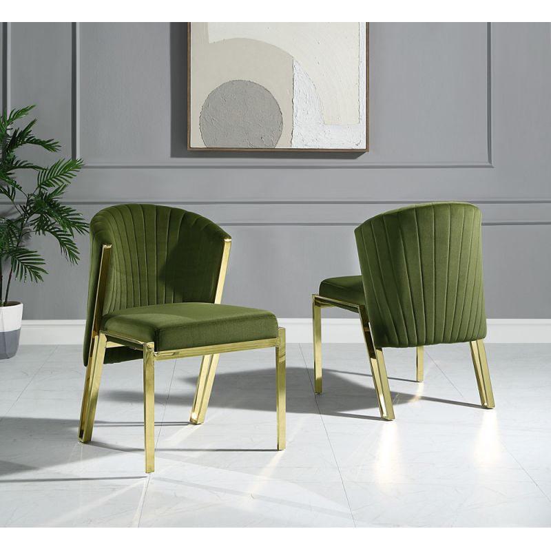 ACME Furniture - Fallon Side Chair (Set of 2) - Green Velvet & Mirrored Gold - DN01956