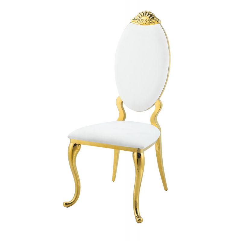 ACME Furniture - Fallon Side Chair (Set of 2) - White Velvet & Mirroed Gold - DN01190