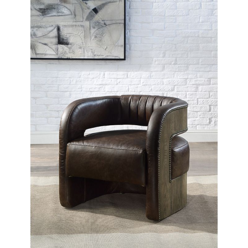 ACME Furniture - Feyre Accent Chair - Espresso Top grain Leather - AC01989