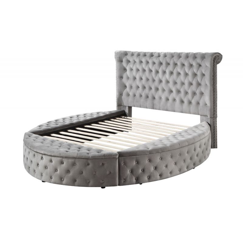 ACME Furniture - Gaiva Queen Bed w/Storage - Gray Velvet - BD00967Q
