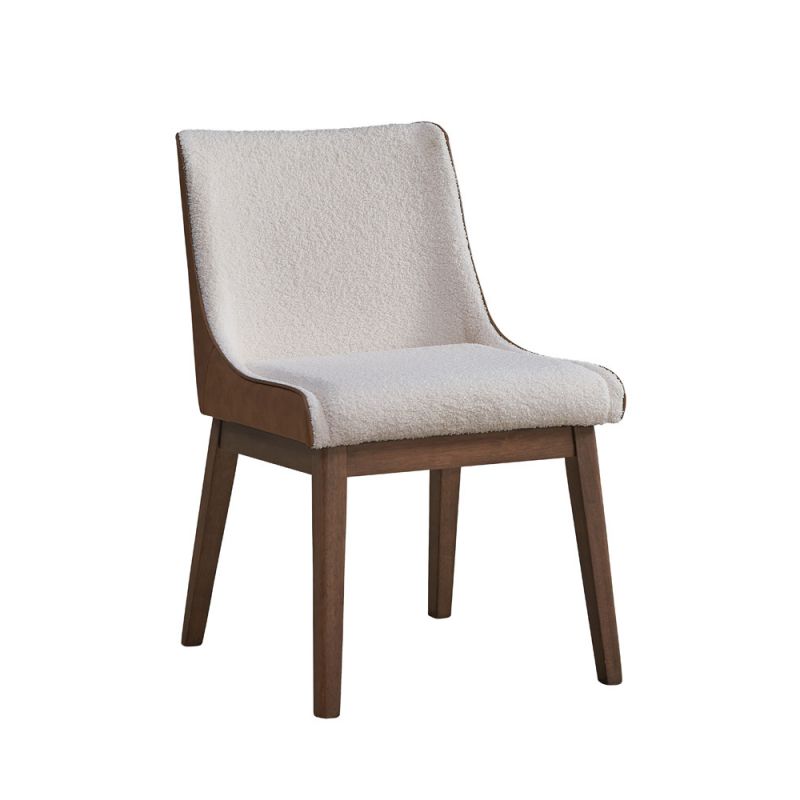 ACME Furniture - Ginny Side Chair (Set of 2) - White Boucle - Brown Velvet & Walnut - DN02308