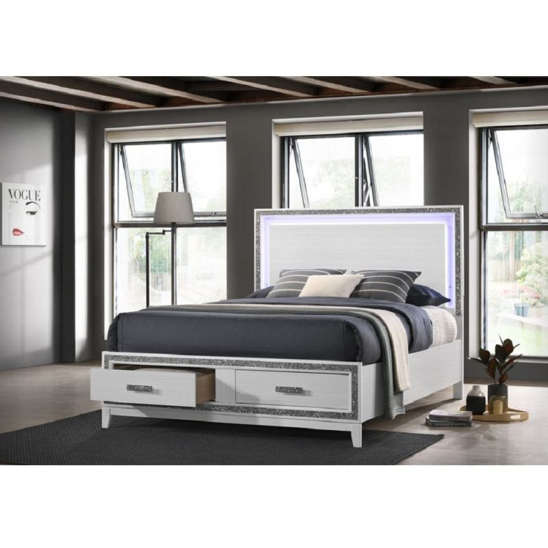 ACME Furniture - Haiden Eastern King Bed w/Storage - LED & White - BD01742EK