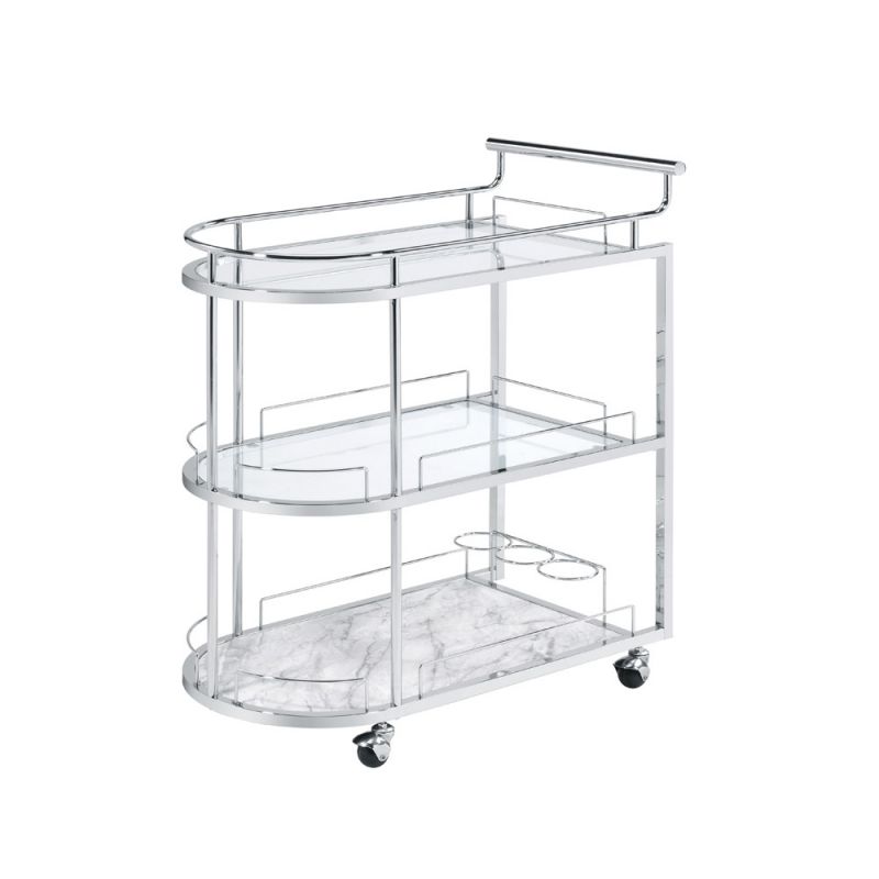 ACME Furniture - Inyo Serving Cart - Clear Glass & Chrome - AC00161
