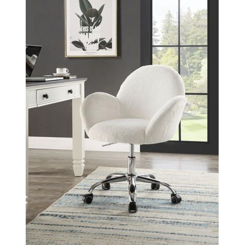 ACME Furniture - Jago Office Chair - White Lapin & Chrome - OF00119