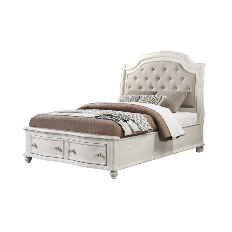 ACME Furniture - Jaqueline Queen Bed - Gray Linen & Antique White - BD01433Q