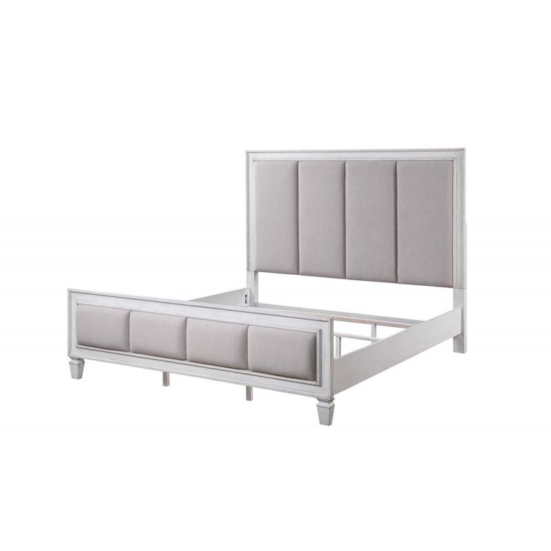 ACME Furniture - Katia Eastern King Bed - Light Gray Linen - Rustic Gray & Weathered White - BD00659EK