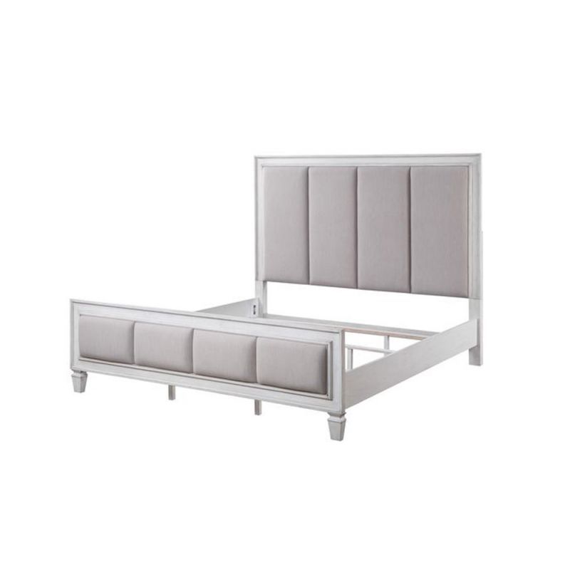 ACME Furniture - Katia Queen Bed - Light Gray Linen - Rustic Gray & Weathered White - BD00660Q