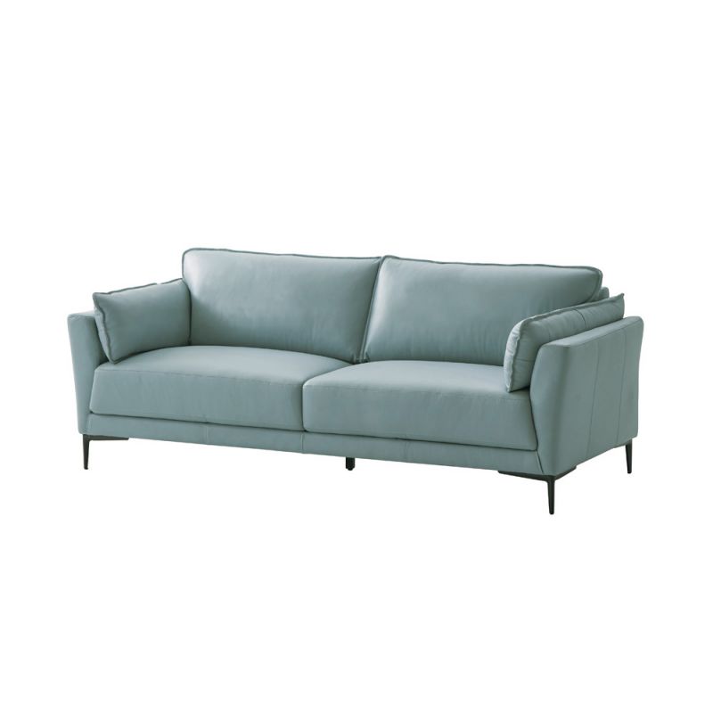 ACME Furniture - Mesut Sofa - Light Blue Top Grain Leather & Black - LV02387