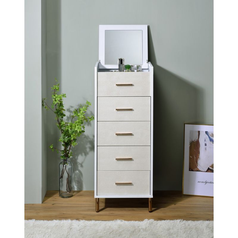 ACME Furniture - Myles Jewelry Armoire - White - Champagne & Gold - AC01168