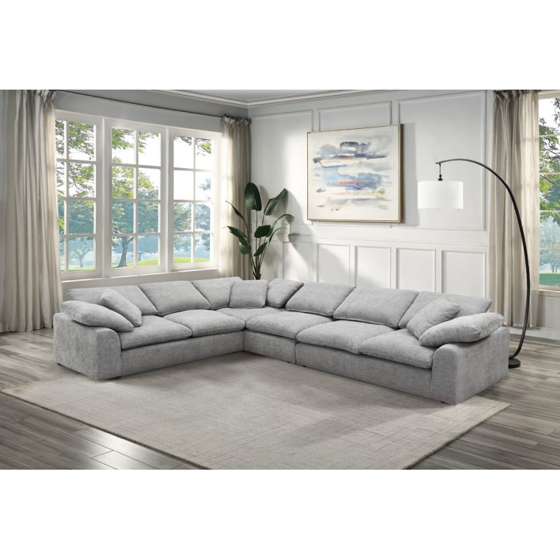 ACME Furniture - Naveen Sectional Sofa w/6 pillows - Gray Linen - LV01563
