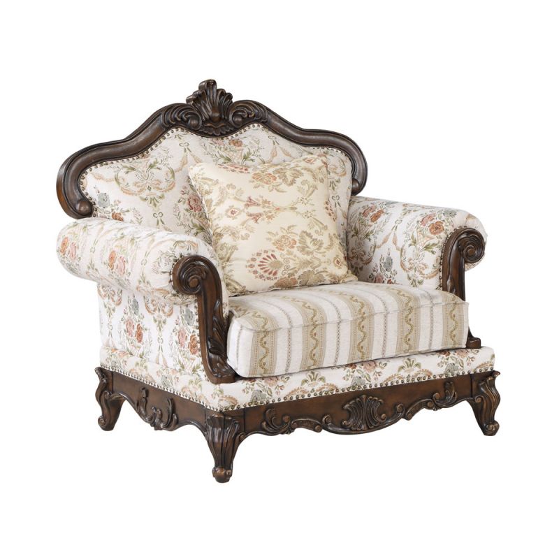 ACME Furniture - Nayla Chair w/Pillow - Pattern & Walnut - LV01275