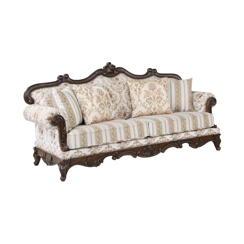 ACME Furniture - Nayla Sofa w/4 Pillows - Pattern & Walnut - LV01273