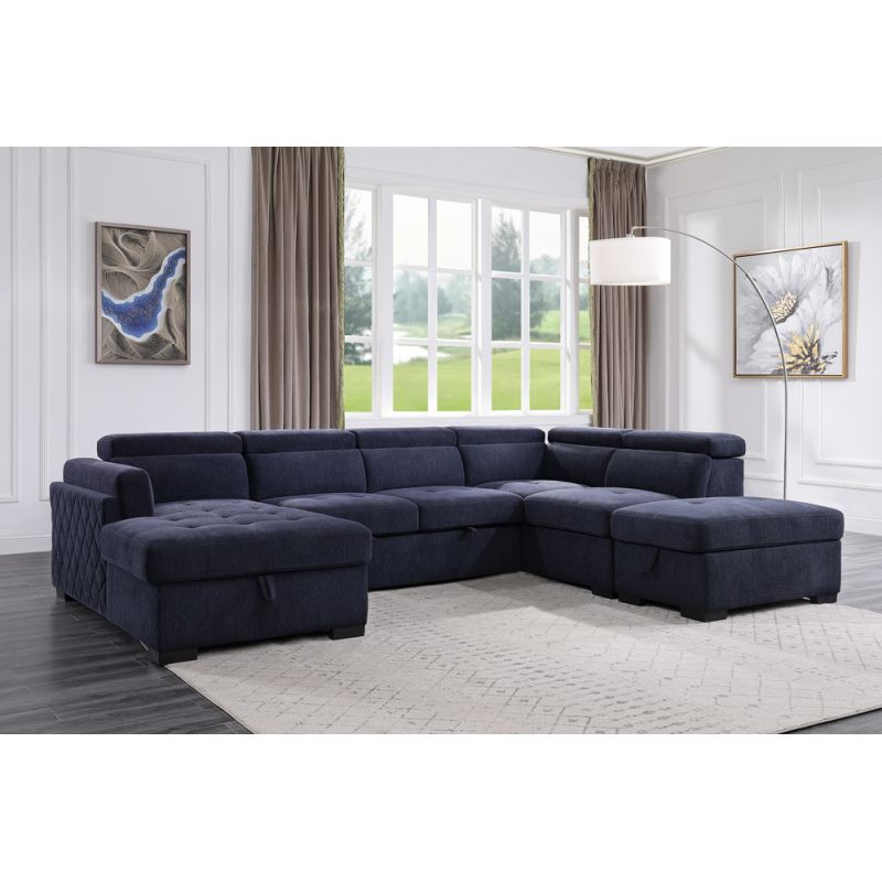 ACME Furniture - Nekoda Sleeper Sectional Sofa w/Storage and Ottoman - 55520
