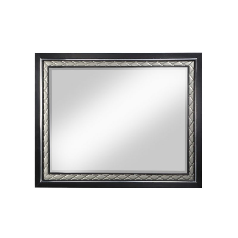 ACME Furniture - Nicola Mirror - Silver Synthetic Leather & Black - BD01429