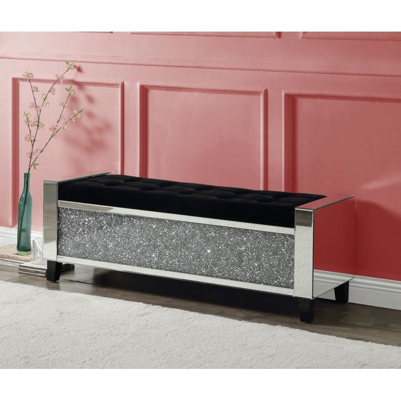 ACME Furniture - Noralie Bench w/Storage - Mirrored & Faux Diamonds - AC00534