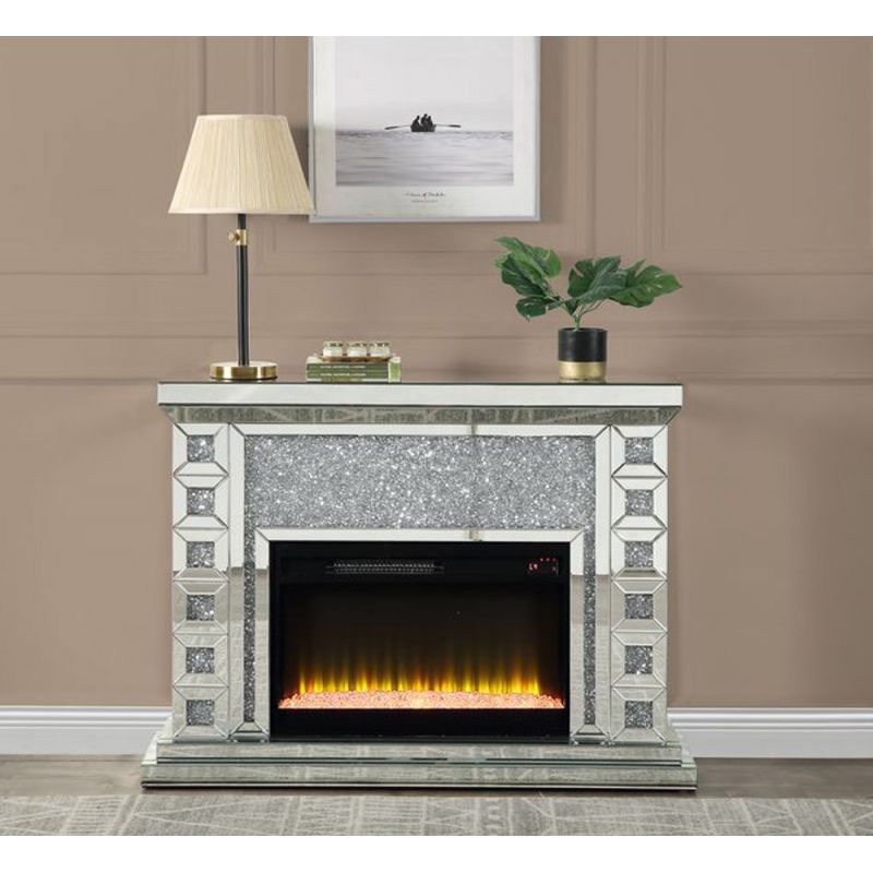 ACME Furniture - Noralie Fireplace - Mirrored & Faux Diamonds - AC00507