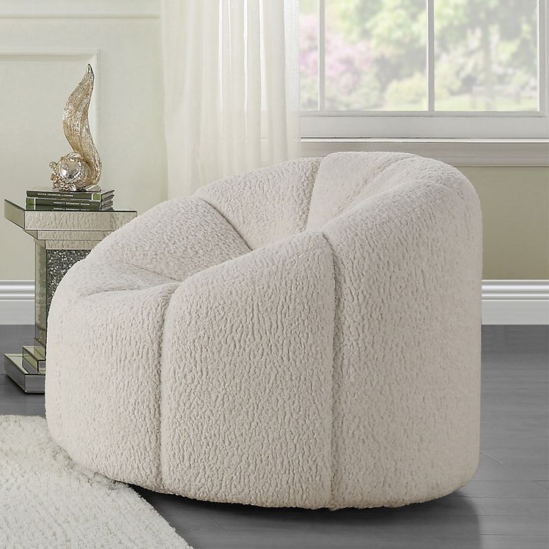 ACME Furniture - Osmash Chair w/Swivel - White Teddy Sherpa - LV00230