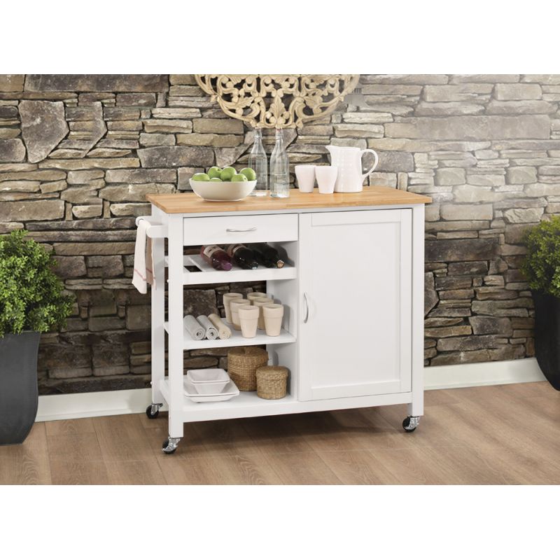 Acme Furniture Ottawa Kitchen Cart Natural White 