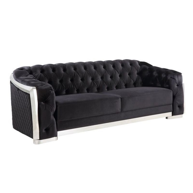 ACME Furniture - Pyroden Sofa - Black Velvet & Chrome - LV00296