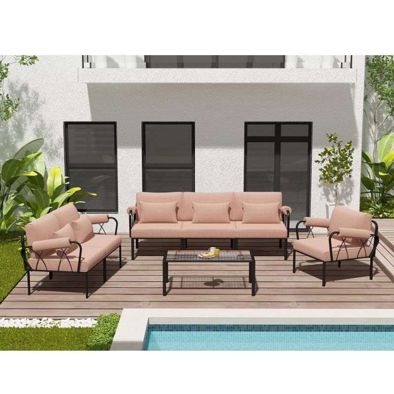 ACME Furniture - Rajni Patio -Ottoman - Pink & Black - OT01768