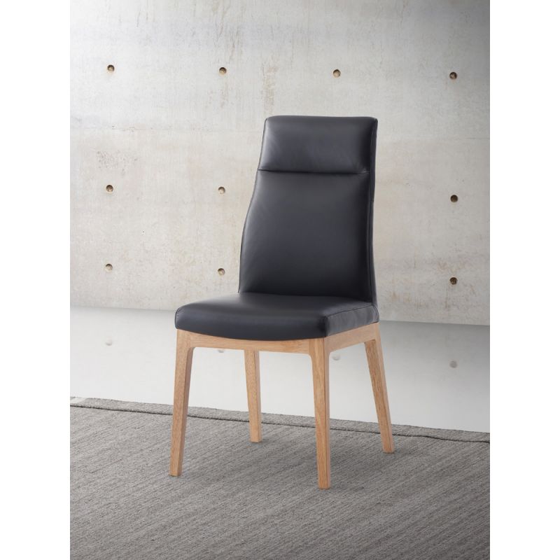 ACME Furniture - Raquan Side Chair (Set of 2) - Black Leather & Walnut - DN02398