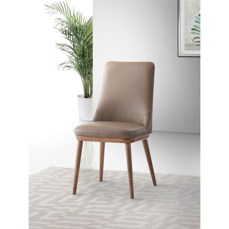 ACME Furniture - Rashean Side Chair (Set of 2) - Brown Leather & Walnut - DN02401