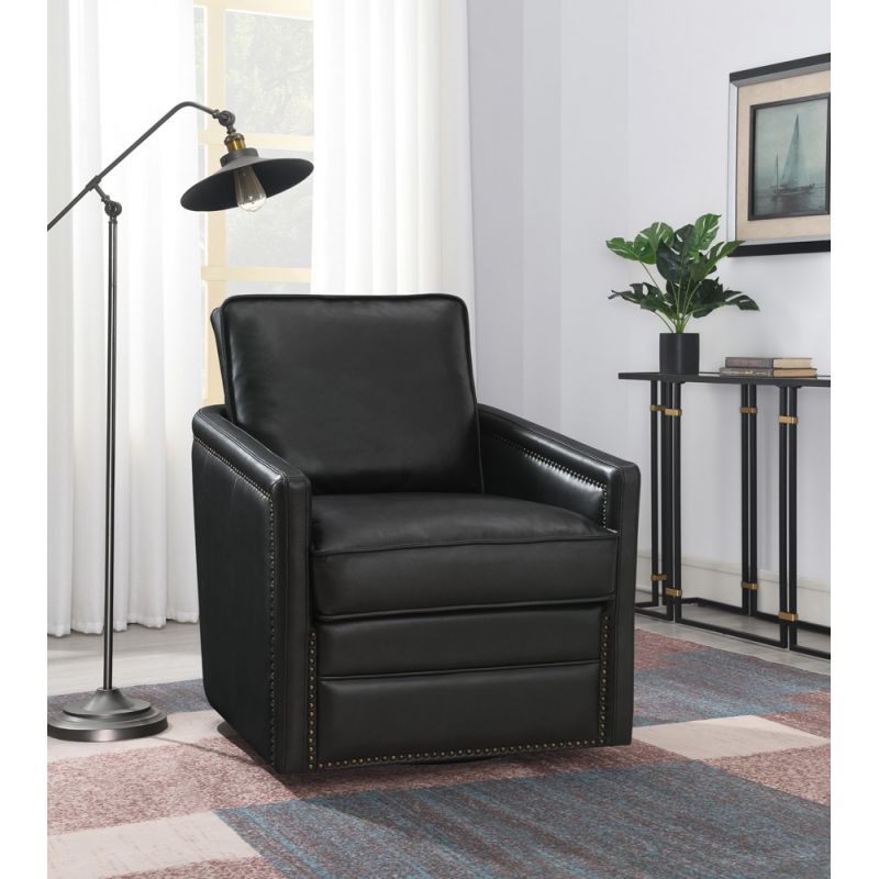 ACME Furniture - Rocha Accent Chair w/Swivel - Black Leather Aire - AC01885