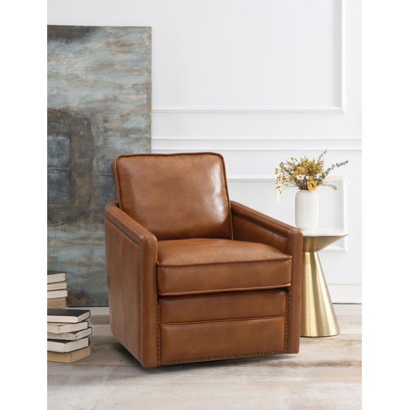 ACME Furniture - Rocha Accent Chair w/Swivel - Brown Leather Aire - AC01886