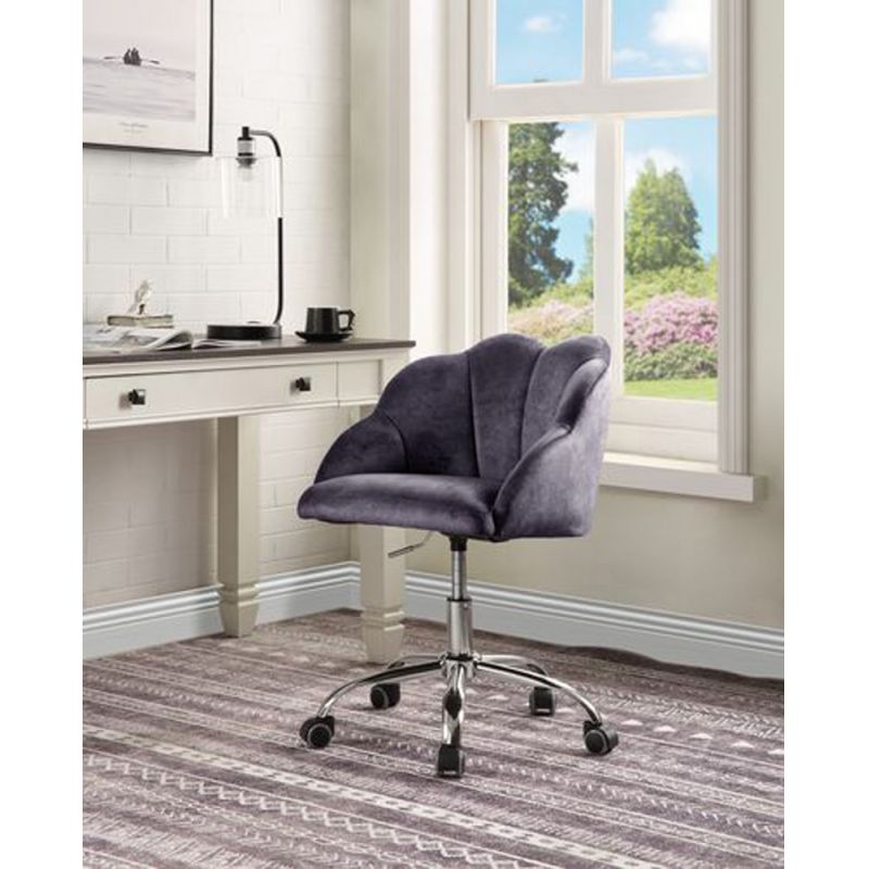ACME Furniture - Rowse Office Chair - Dark Gray Velvet & Chrome - OF00118