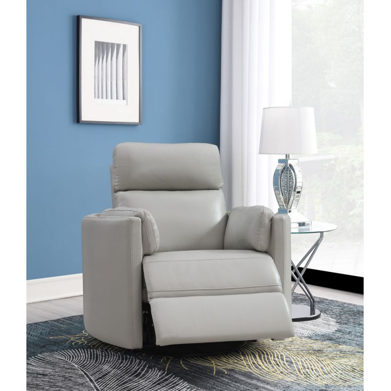 ACME Furniture - Sagen Glider Recliner w/Swivel - Gray Leather Aire - LV01880